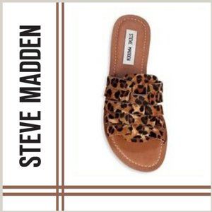 STEVE MADDEN LEOPARD PRINT CALF HAIR SANDALS NWT